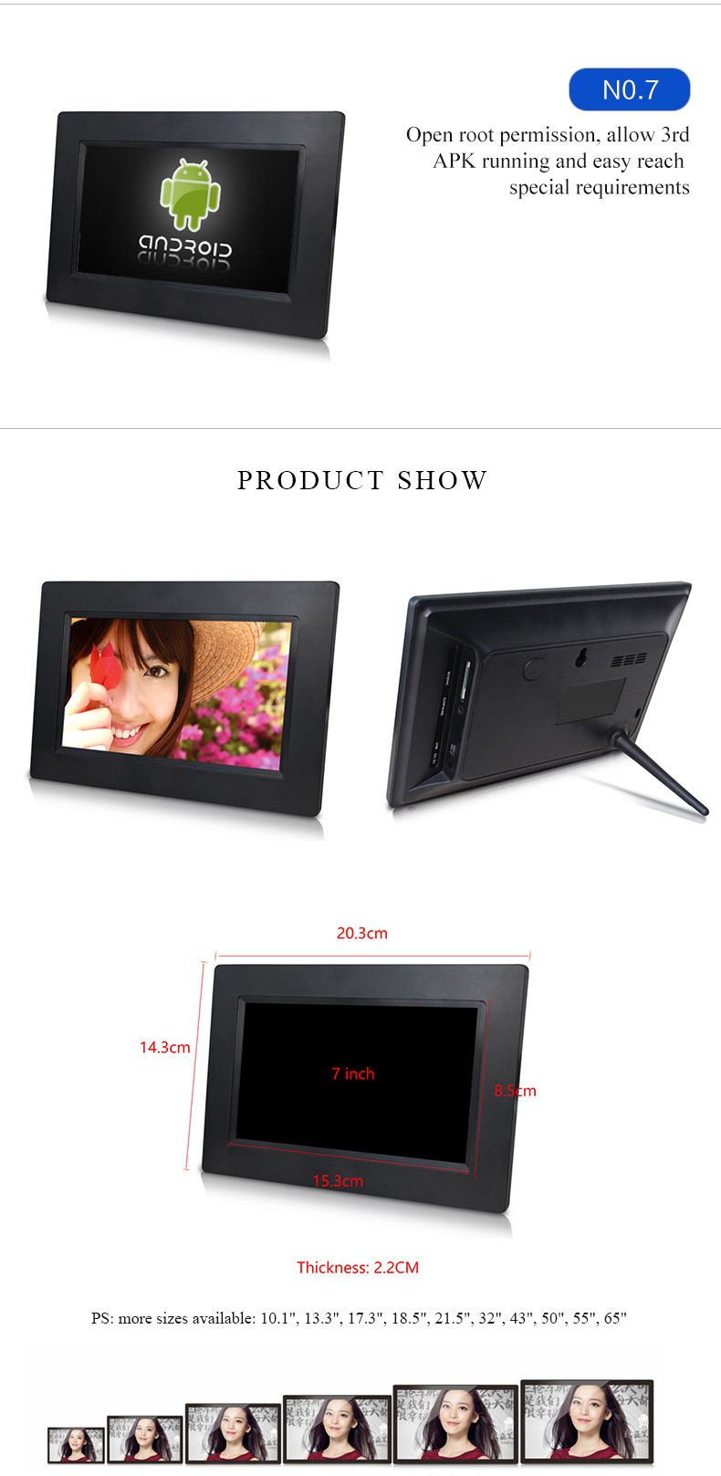 7" 1024*600 IPS LCD Screen Android Tablet for Advertising