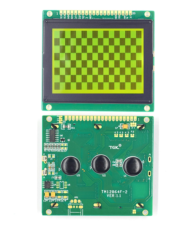 Custom Small LCD Display Module 128X64 Graphic Yellow Green LCD Module