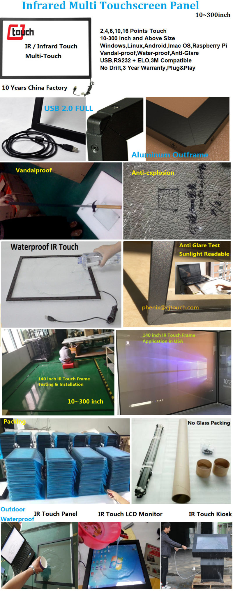 Whiteboard Kiosk Computer Monitor IR USB 10 Points Infrared Multimedia Interactive Touchscreen