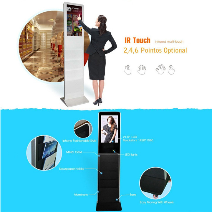 42 Inch Floor Standing Kiosk with Brochure Holderad Player Floor Standing Ice Cream Kiosk Digital Advertising Screens for Sale