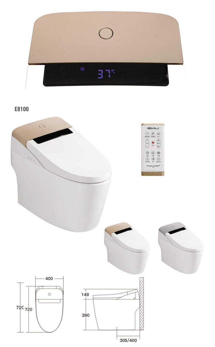 Intelligent Remote Control Instant Heating Plastic Smart Toilet