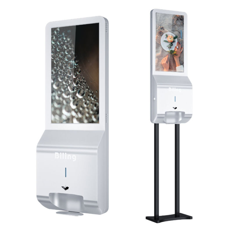 Indoor Floor Stand Digital Signage with Hand Sanitizers Dispenser