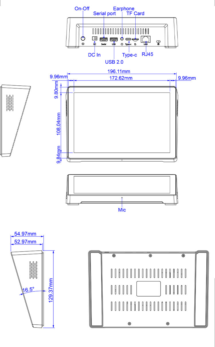 Desktop Type C Rk3128 10.1 Inch Digital Signage Android Tablet
