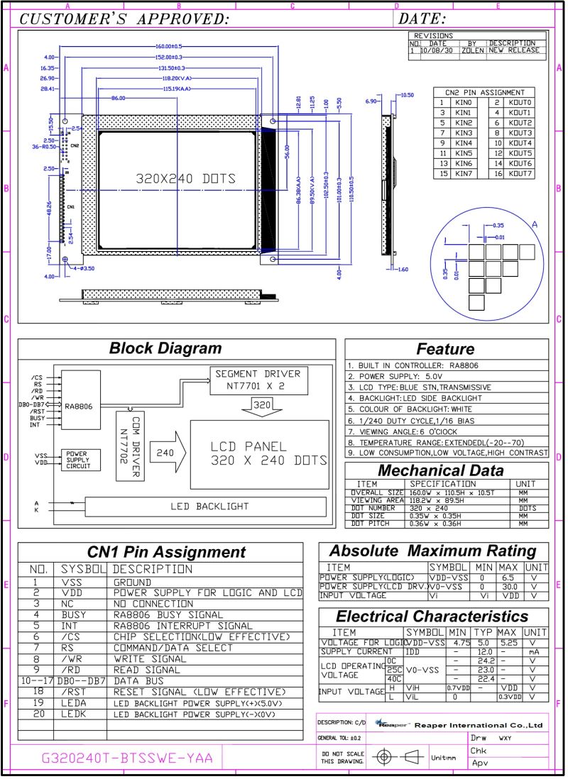 320X240 Graphic LCD Module 5.7inch Monochrome LCD Display Module