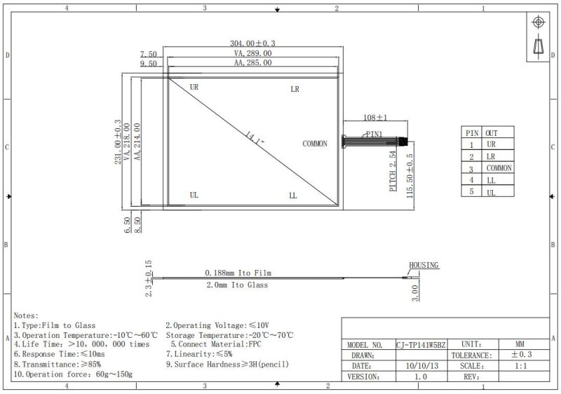 14 Inch Touch Screen 5 Wire Resistive Touch Screen