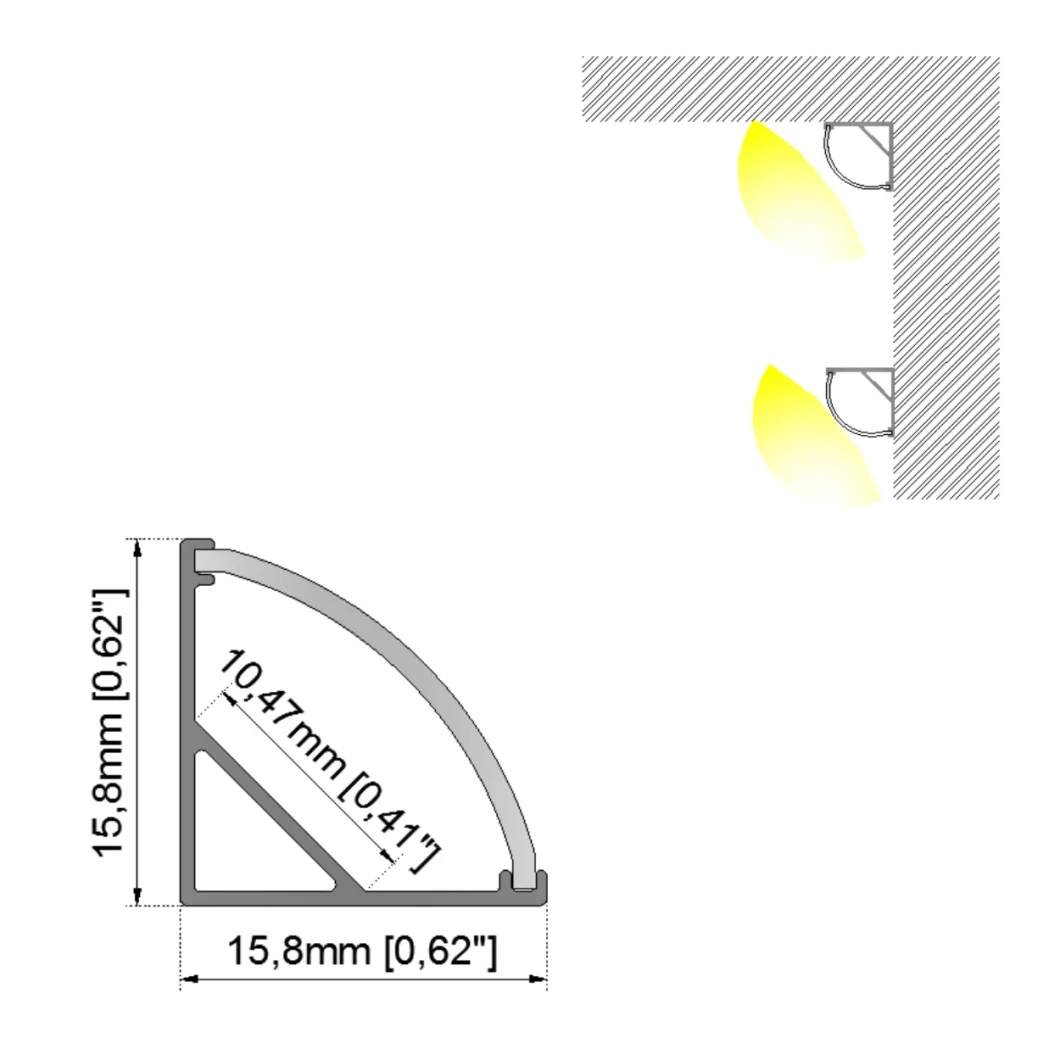 LED Corner Aluminum Profile for LED Strip Light 1616