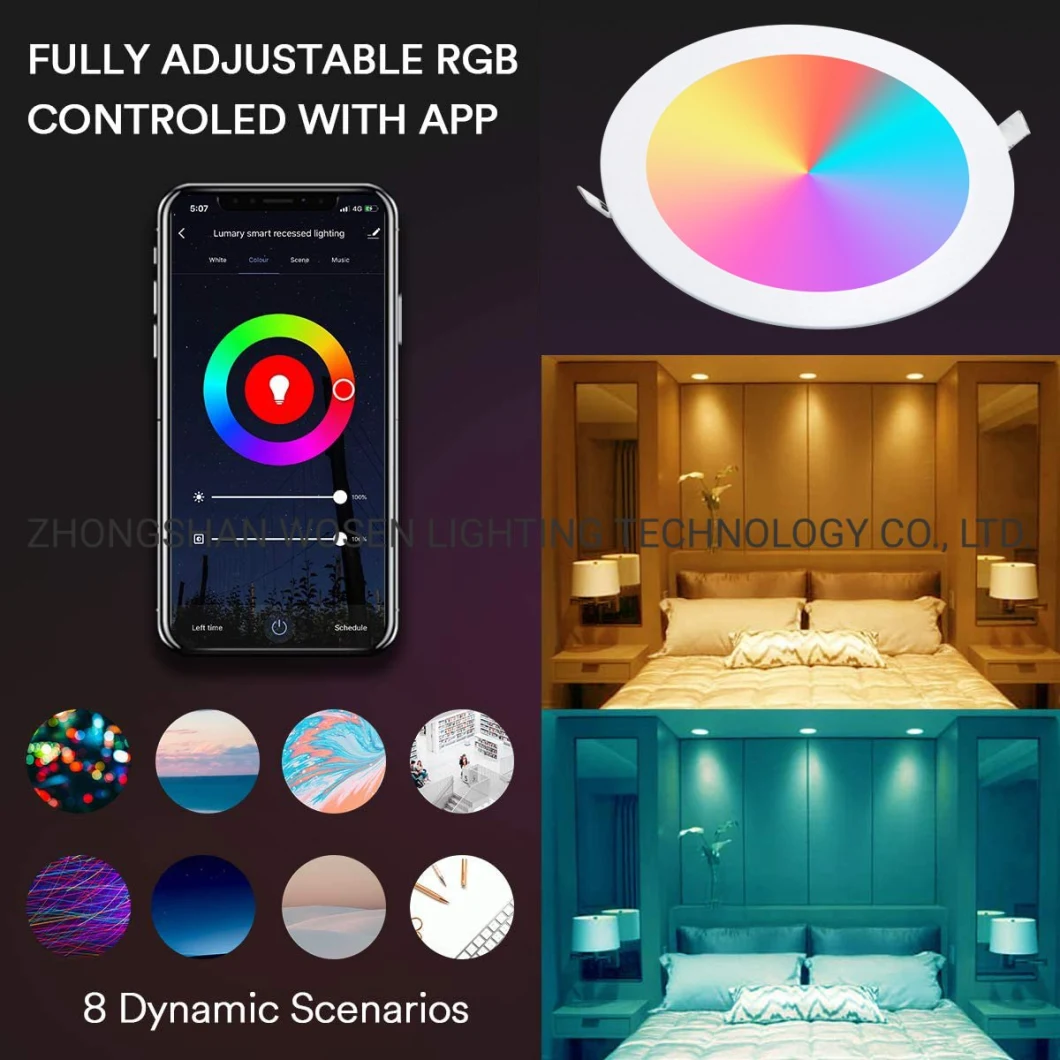 Color Changeable Round LED Panel Light Remote Control LED Color Changing Ceiling Light Indoor Recessed Downlight