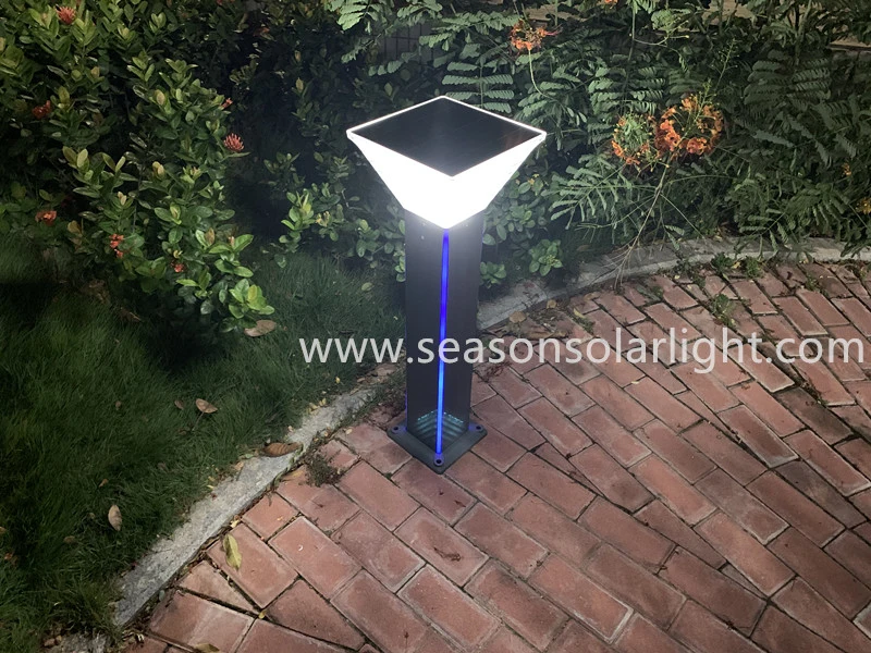 Waterproof Park Lawn Bollard Modern Decorative Lighting Solar Powered Outdoor LED Garden Light with LiFePO4 Battery