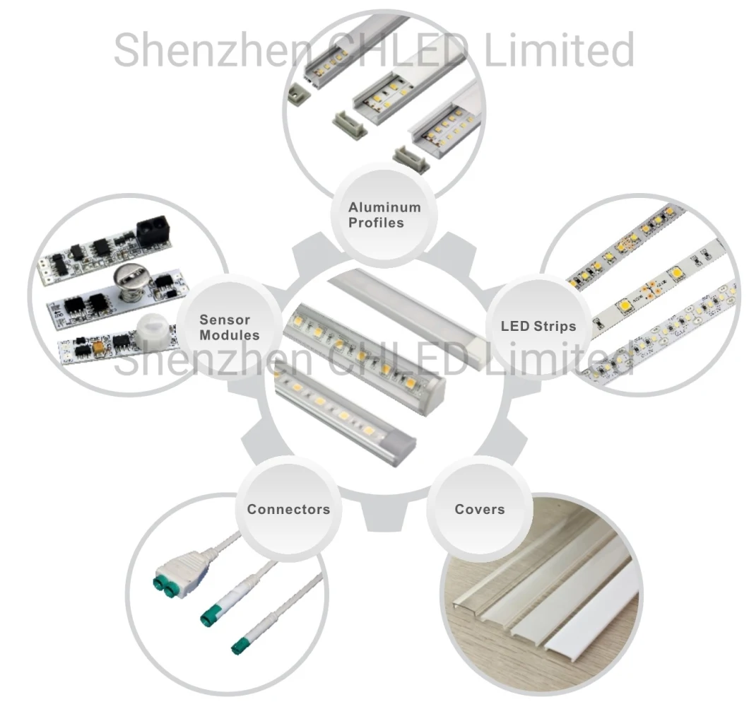 1707 Aluminum Profile Extrusion LED Linear Light with SMD2835/3528/5050/3838 LED Flexible Lighting Strip