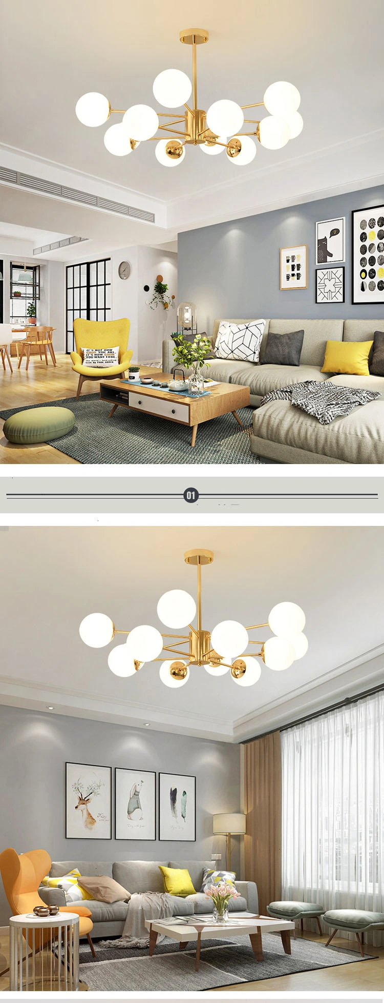 Living Room Chandelier Luster E27 Adjustable LED Pendant Lights Wood Dining Room Lamp