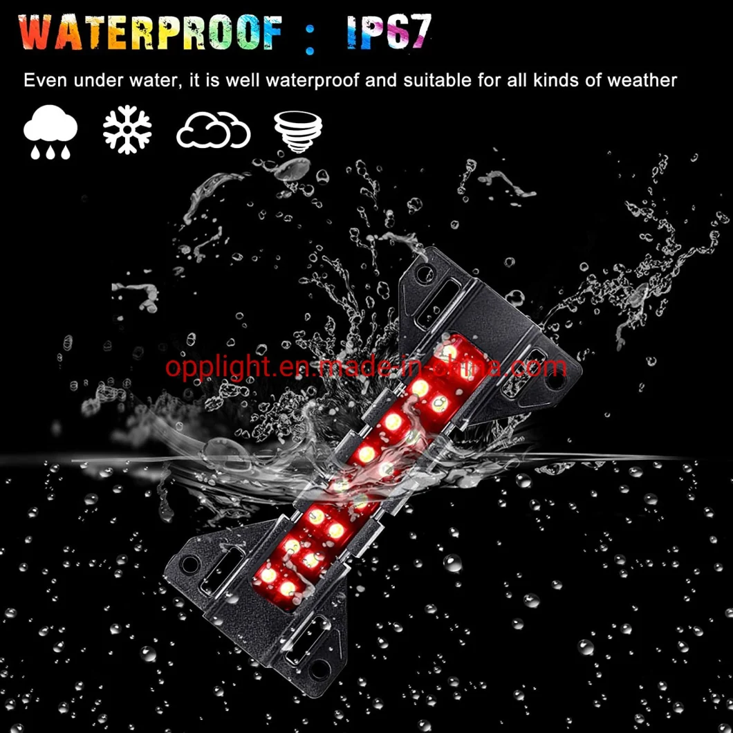 4 Pods RGB LED Grill Strobe Lights, DC 12V APP Controller, Dream Colors and Chasing Function Sound-Activated Surface Mount Flashing Strobe Lights