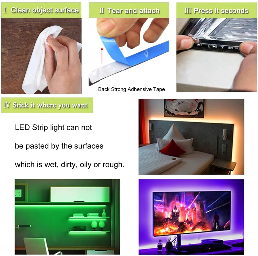 Flexible LED Strip Lights with 44 Keys RGB IR Remote SMD5050/2835/3528
