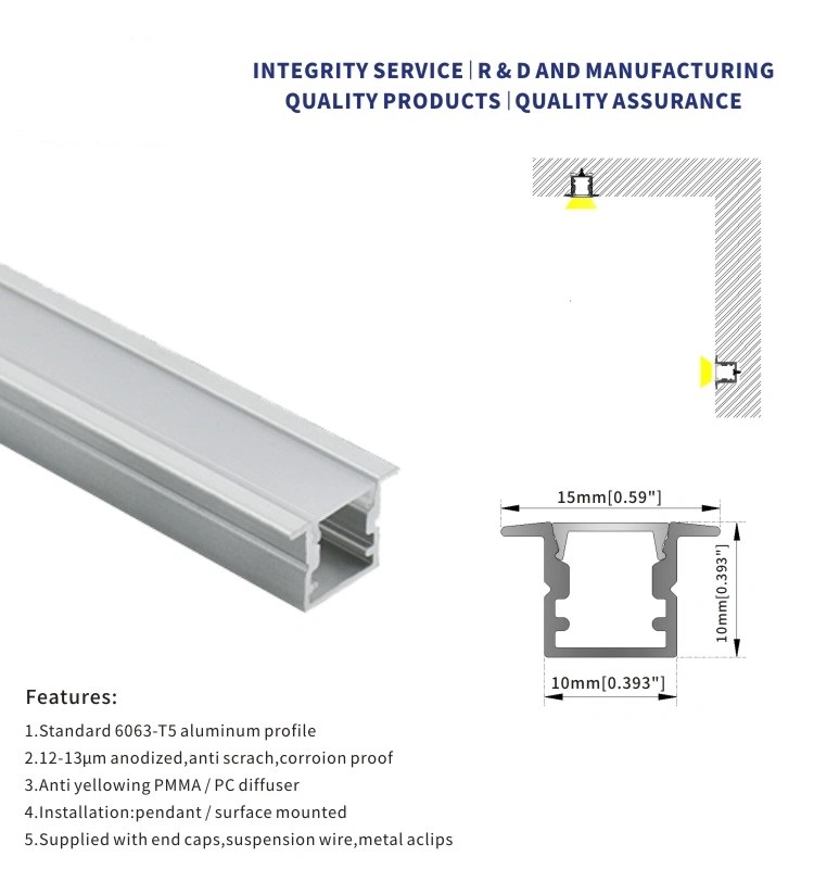 LED Strip Aluminum Profile LED Linear Strip Recessed Type 1010A