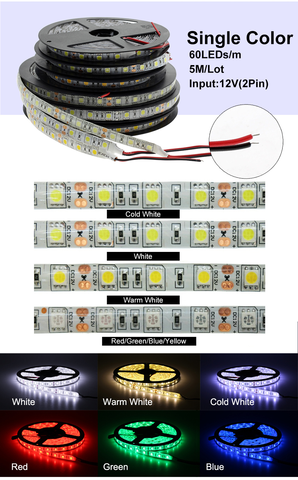 RGB LED Strip Light 300LED Decor Flexible Tape Waterproof Diode Ribbon 5050 LED Strip Light