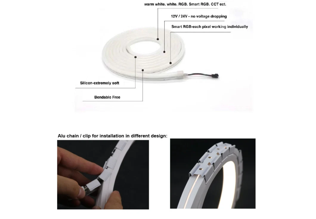 Low Voltage Waterproof Outdoor Flexible Silicone Neon LED Light with SMD 5050 RGB LED Strip