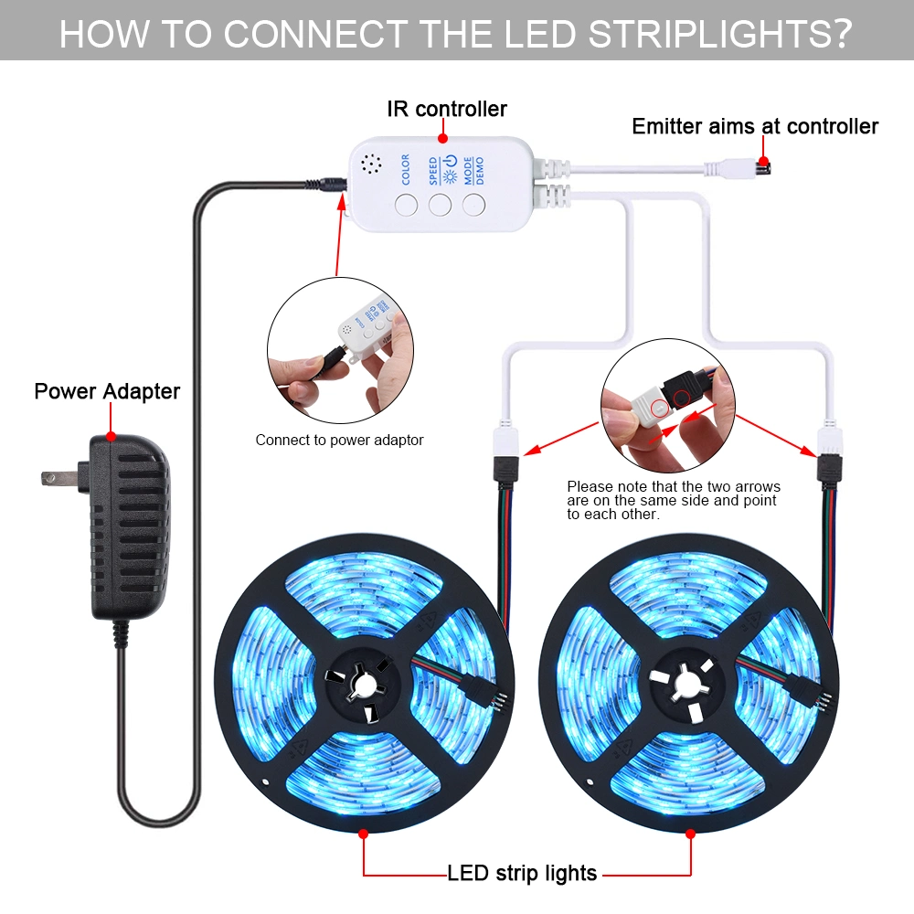 Bright 5050 Multicolor RGB LED Strip Lights for Room Bedroom Kitchen