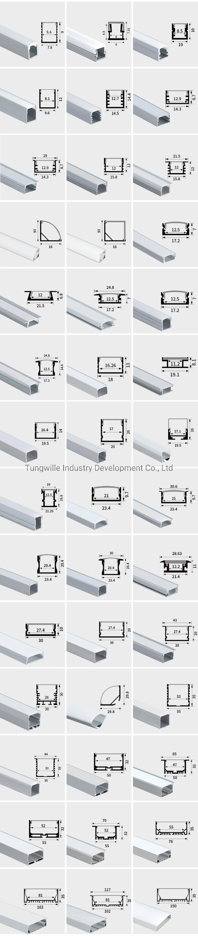 Surface Mounted LED Light Aluminium Profile for LED Strips Diffuser, LED Extruded Aluminium Channel