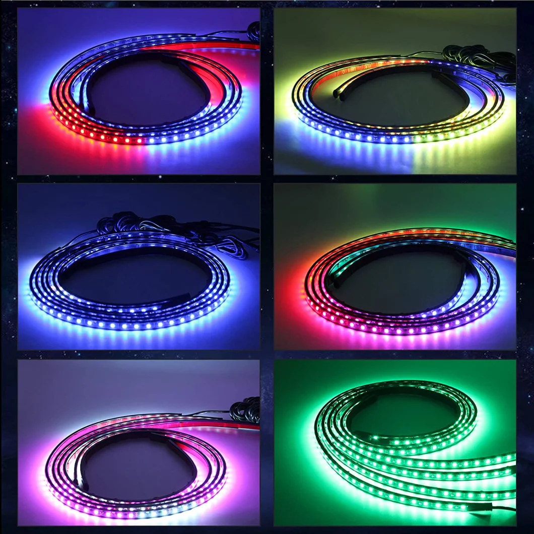 Car Underglow LED Strip Lights 12 Color Flashing Mode Adjustable Brightness Remote Control 4PC Pack