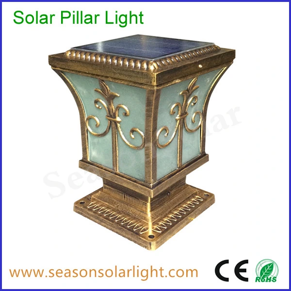 Smart Multi-Color LED Light Outdoor Solar Power Pillar Light with LED & Solar