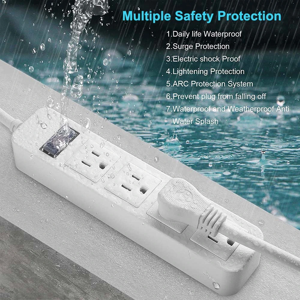 Waterproof Extension Socket for Outdoor Lighting Power Strip with Overload Protector Switch