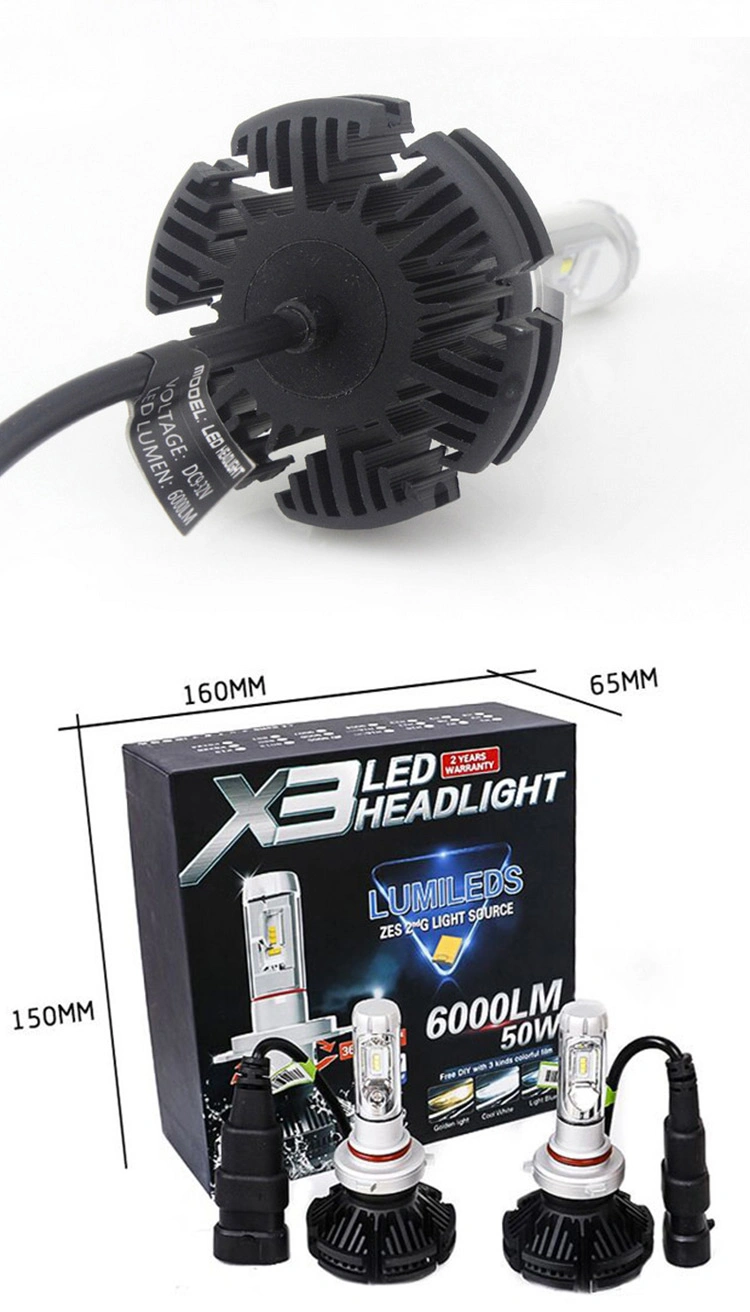 White LED Headlights for Cars 6000lumen 12V DC Car Lights