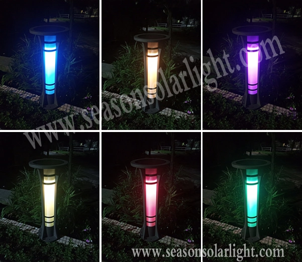 High Power LED Lighting Outdoor Solar Garden Light Waterproof Smart Multi-Color Bollard Garden Light
