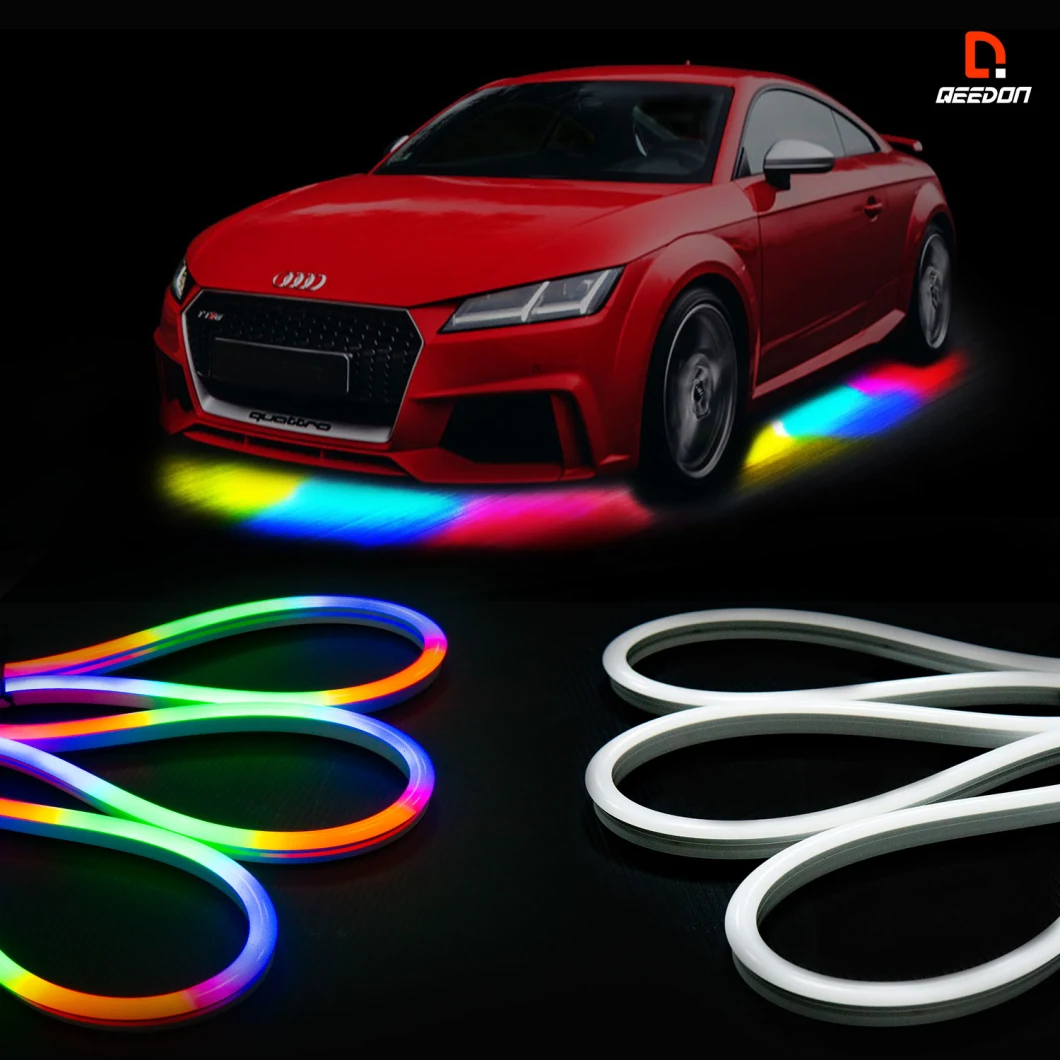 4PCS RGB Color Changing LED Evenglow Strip Lights with Bluetooth Controller for Interior Exterior Ambient Light