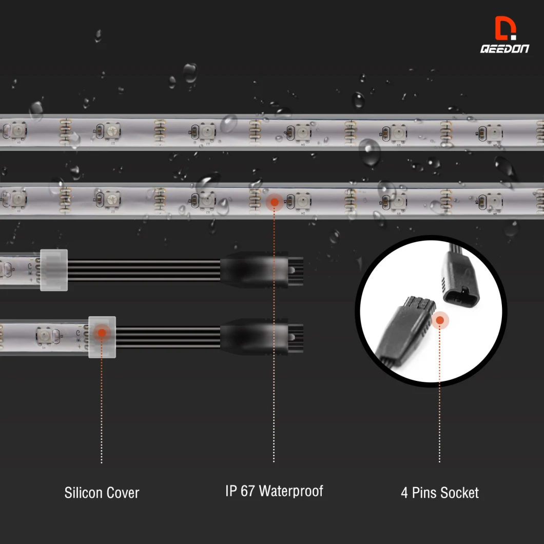 Light Strip LED Bluetooth Docorative Neon Under Car Lights with 4pin Connector