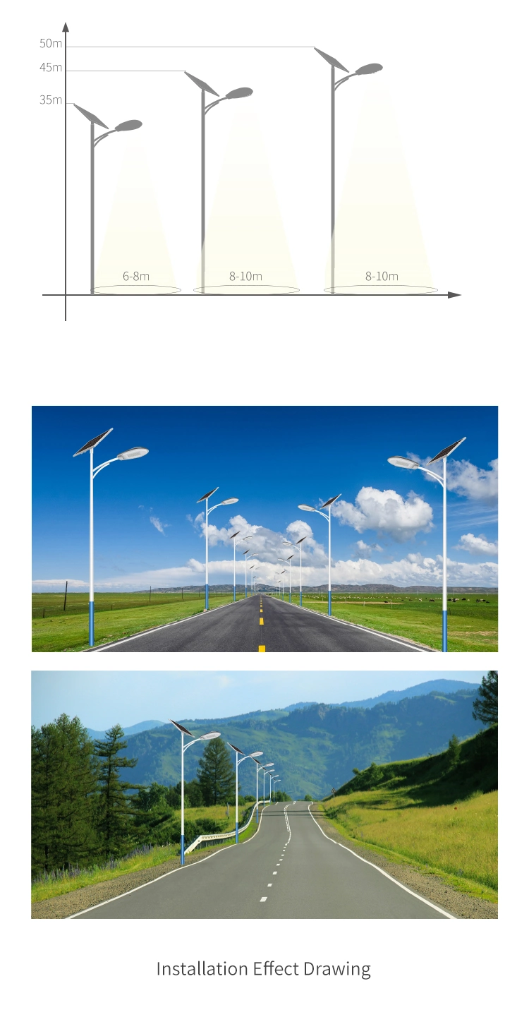 50W Solar Street Light Solar Energy Powered LED Light with Pure White and Large Capacity Battery
