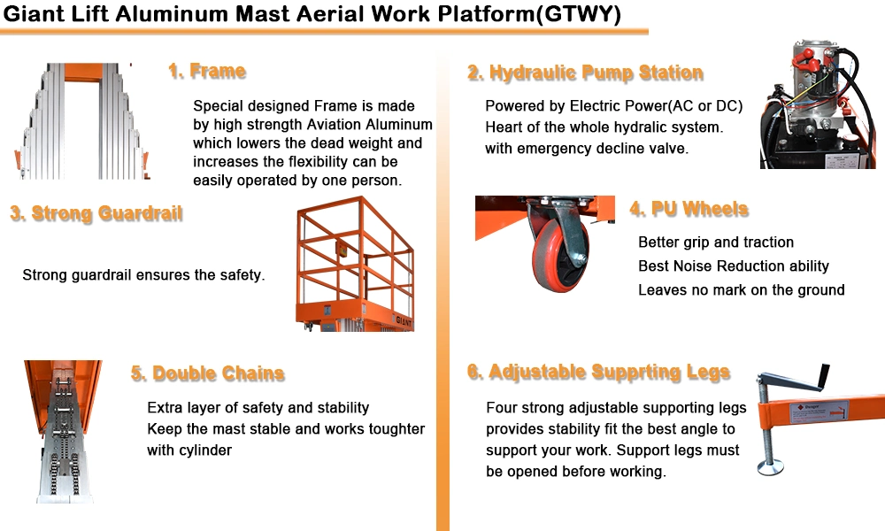 Aluminum Mast Aerial Work Platform Electric Work Platform with Double Mast (GTWY-S)