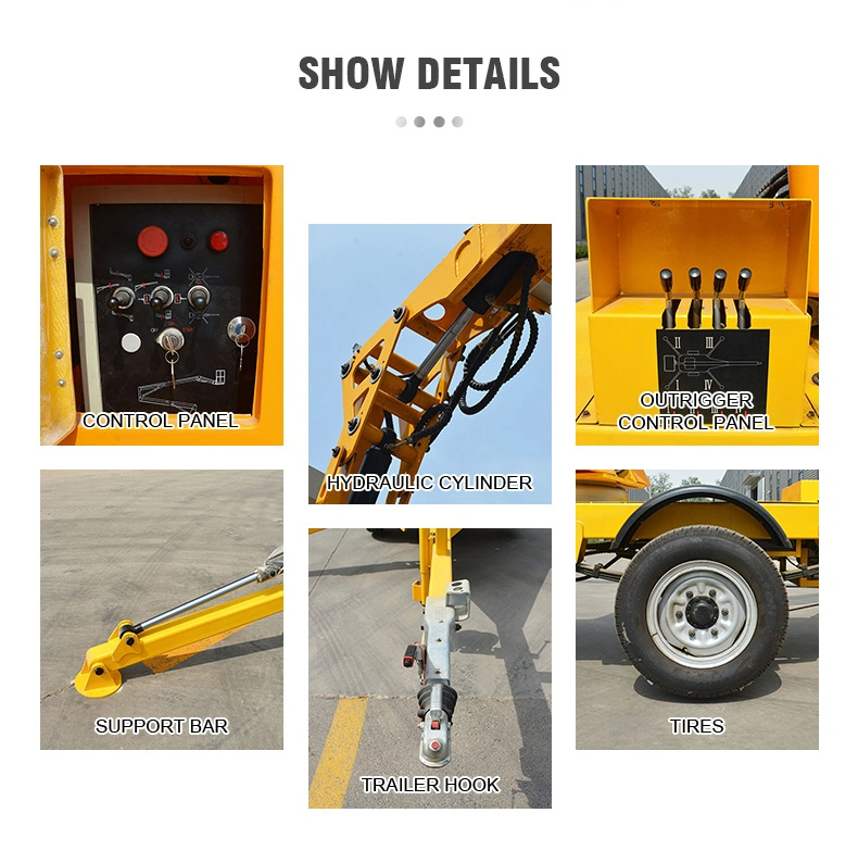 12m Electric Hydraulic Mobile Aerial Boom Lift Table Platform Trailer Mounted Manually Boom Lift