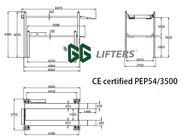 CE 4 Post Triple Stacker Car Parking Lift Car Elevator High Rise 4 Post Parking Lift