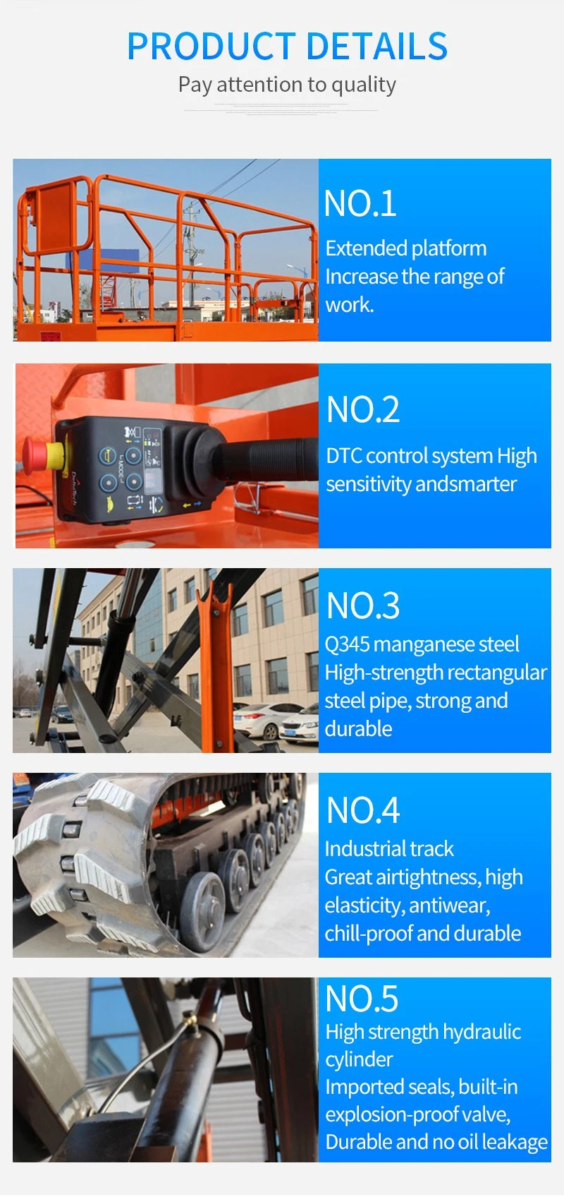 Battery Power Scissor Lift Self-Propelled Rough Terrain Crawler 6-12m Scissor Lifts