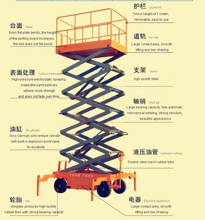 Battery Aerial Man Hydraulic Mobile Electric Scissor Lifts for Sale