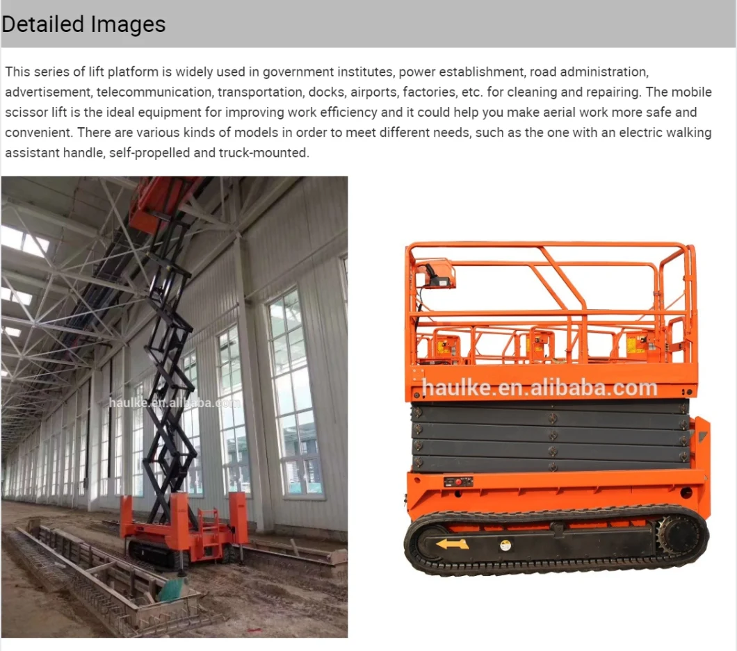 China Tracked Crawler Electric Self Propelled Scissor Lift for Aerial Working Platform Table Lift Scissor
