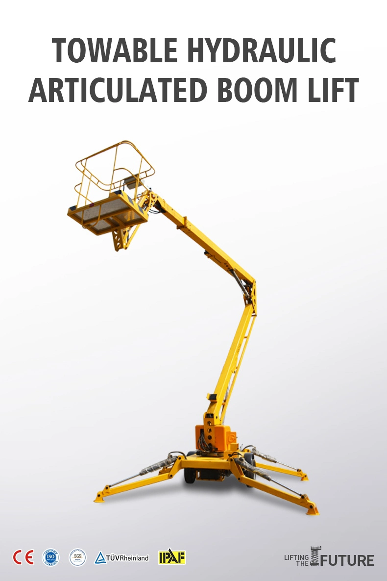 12m Electric Hydraulic Mobile Aerial Boom Lift Table Platform Trailer Mounted Manually Boom Lift
