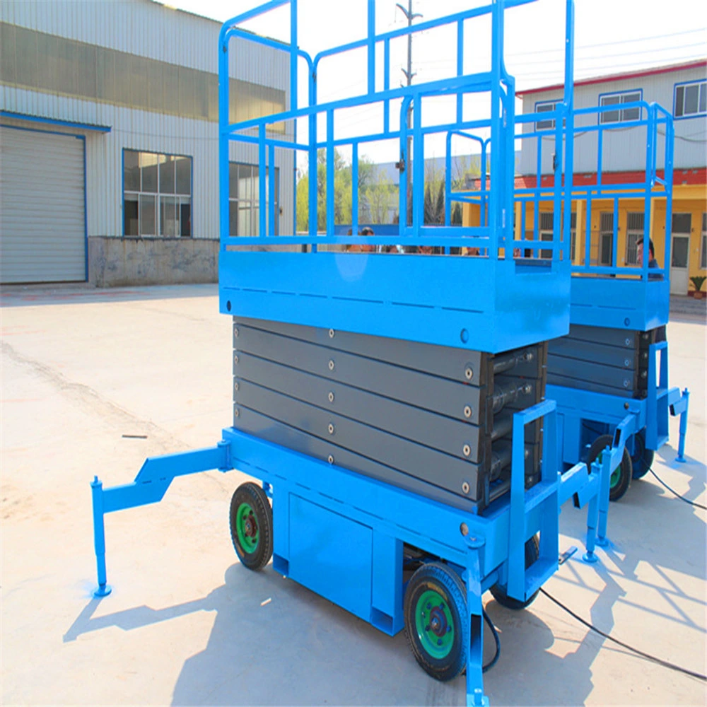 Blue 8m Height Mobile Mini Electric Scissor Lifts for Aerial Working