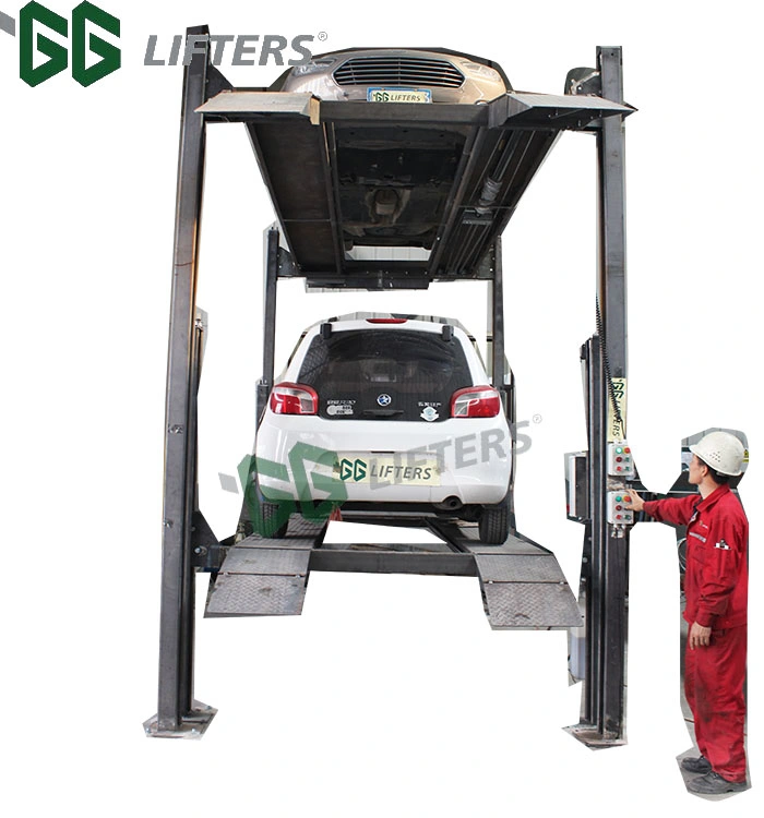 CE 4 Post Triple Stacker Car Parking Lift Car Elevator High Rise 4 Post Parking Lift