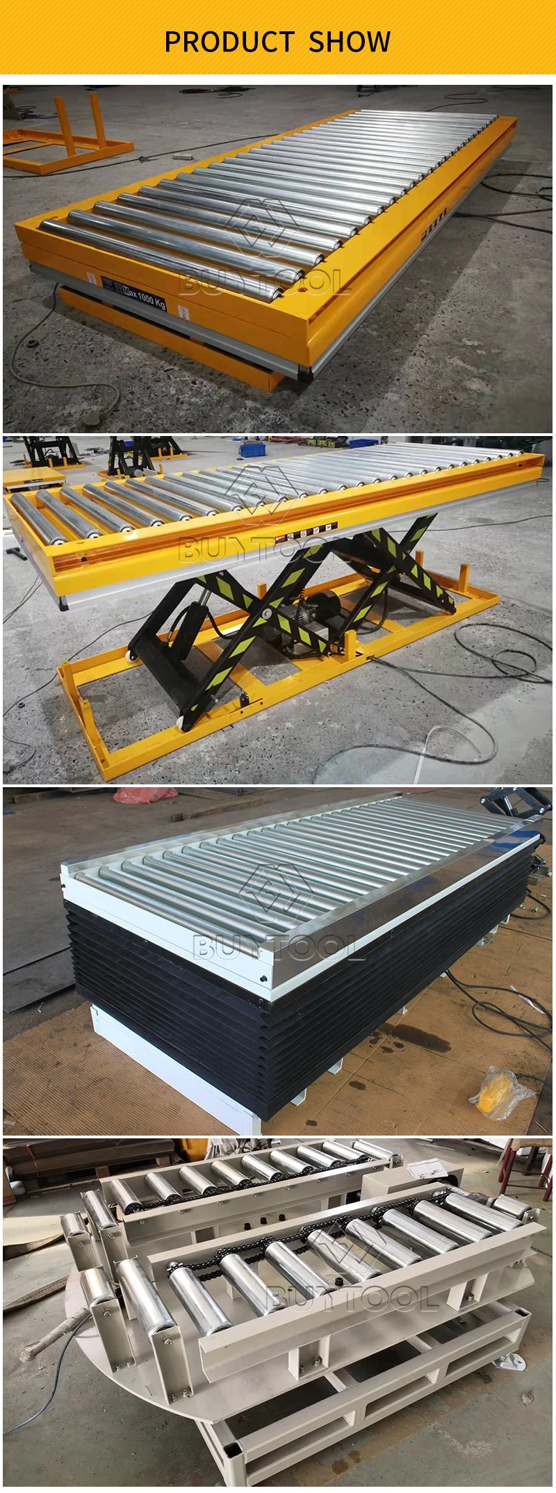 Goods Lift Small Semi Electric Portable Mobile Hydraulic Roller Conveyor Lift Table with Rollers for Warehouse