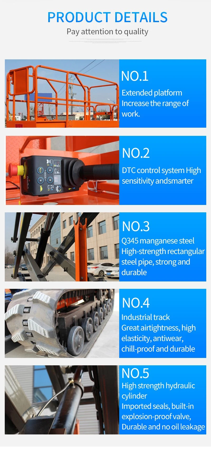 China 5m 6m Tracked Crawler Electric Self Propelled Scissor Lift for Aerial Working Platform Table