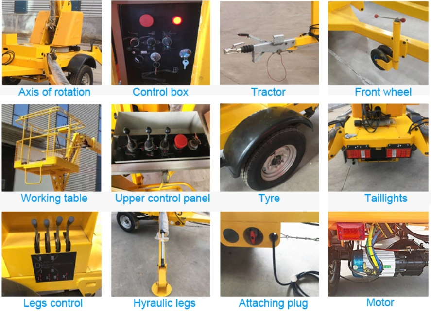 12m Hydraulic Mobile Trailer Mounted Towable Boom Lift