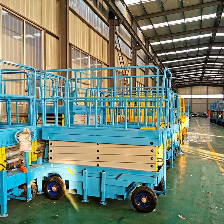 China Qiyun Ce Lifting Platform Working Platform Hydraulic Lift Moveable Four Wheels Scissor Lifts
