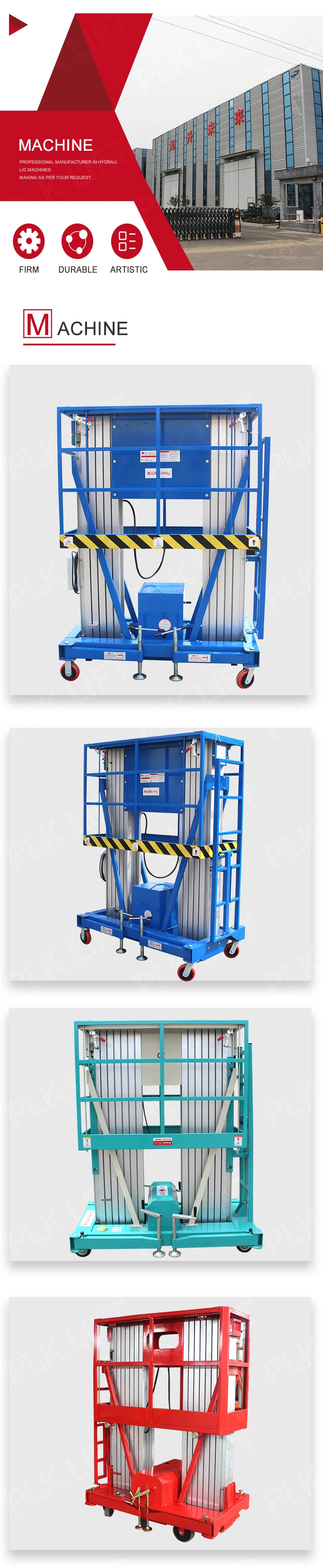 Tiltable Hydraulic Mobile Aluminum Alloy Aerial Work Platform Lift with Ce