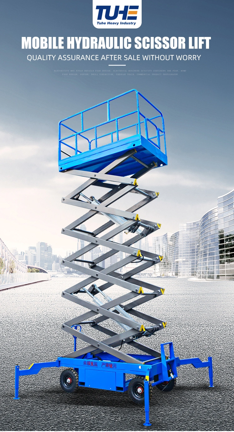 6m 8m 10m 12m 14m Vertical Scissor Man Lift Mobile Scissor Lifts Hydraulic Man Lift