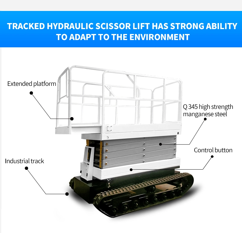 Battery Power Scissor Lift Self-Propelled Rough Terrain Crawler 6-12m Scissor Lifts