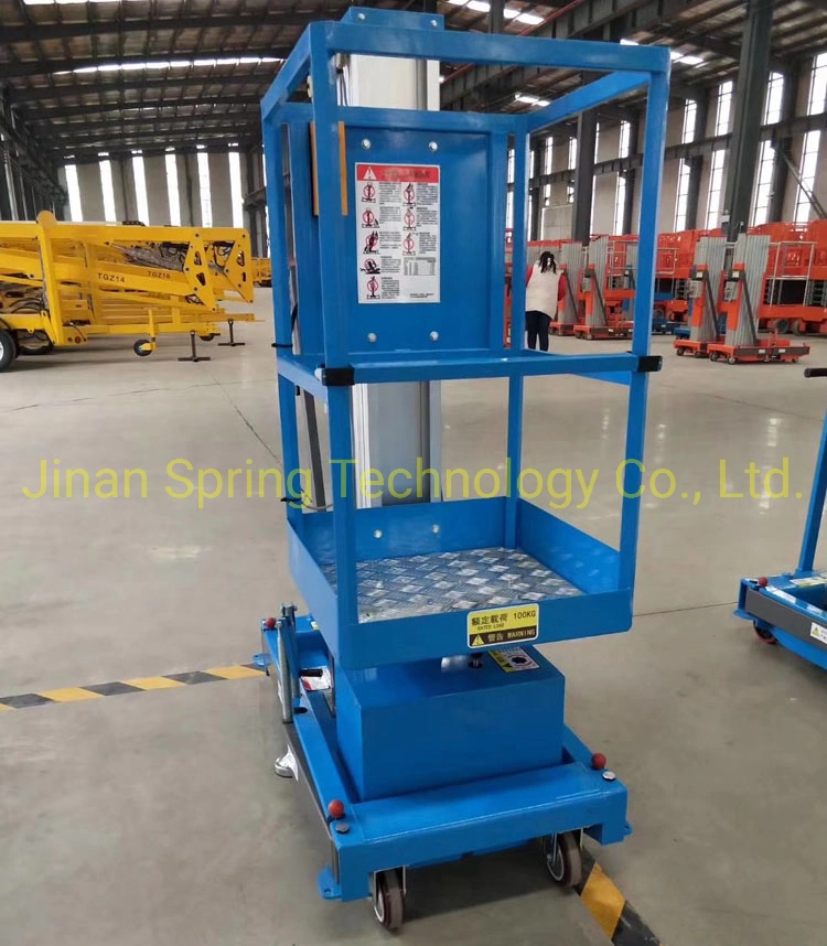 6m 8m Aluminum Lift Table Single Mast Work Lift Platform Electric Lift Table Lifting Equipment Aerial Work Platform Work Platform