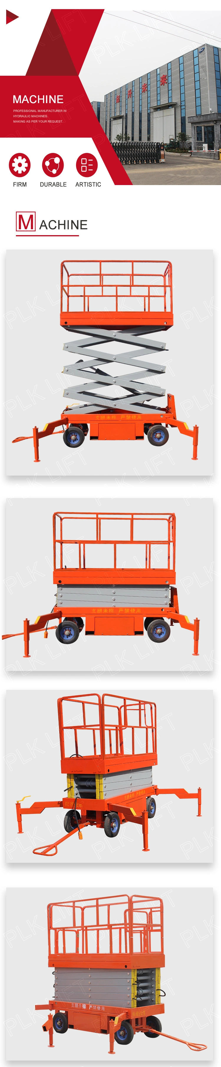 14m 16m 18m Aerial Lift Truck Trailer Electric Hydraulic Scissor Lifts