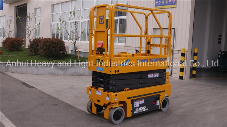 Electric Vertical Platform Lift Xg0807dcw Mini 8m Mobile Car Aerial Work Platform Scissor Lifts Price