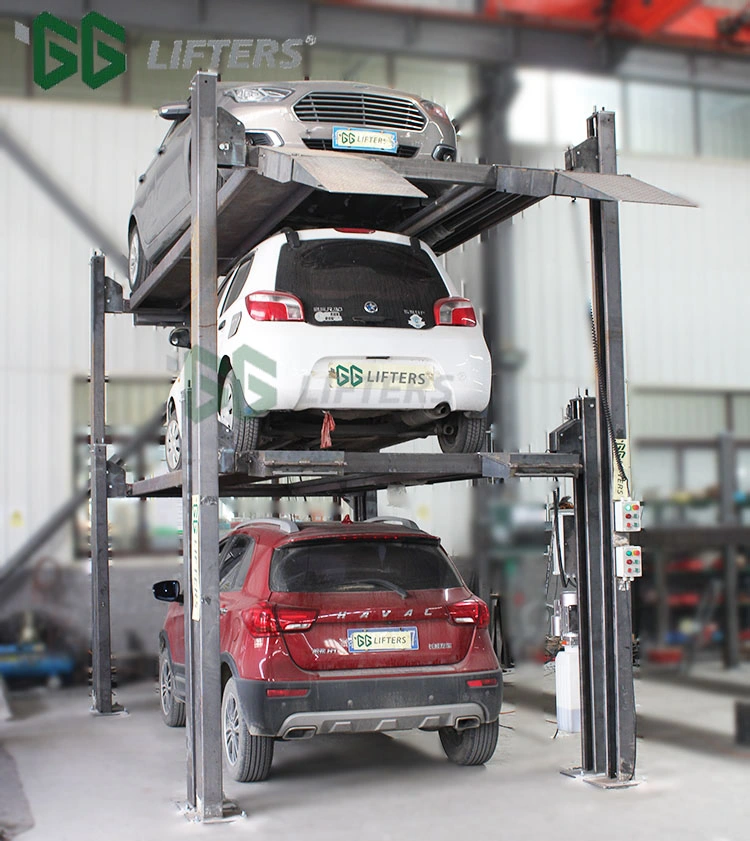 CE 4 Post Triple Stacker Car Parking Lift Car Elevator High Rise 4 Post Parking Lift