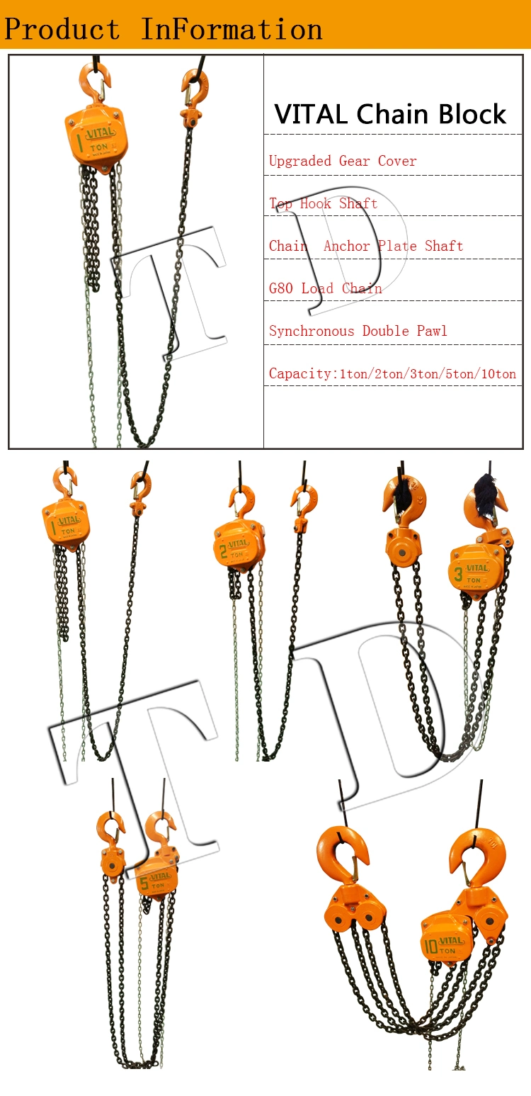 Manual 2ton 3meters Vital Chain Hoist Chain Block Top Quality G80 Load Chain